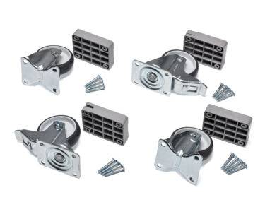 Jeu de 4 roulettes dont 2 avec freins Ø 100 mm - H 160 pour modèles 1 porte